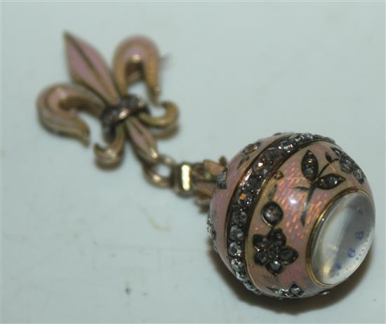 Diamond & enamel pendant watch